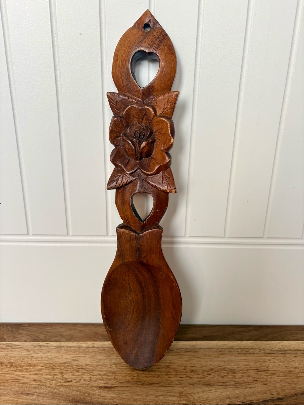 Hand-Carved Wooden Wall Spoon